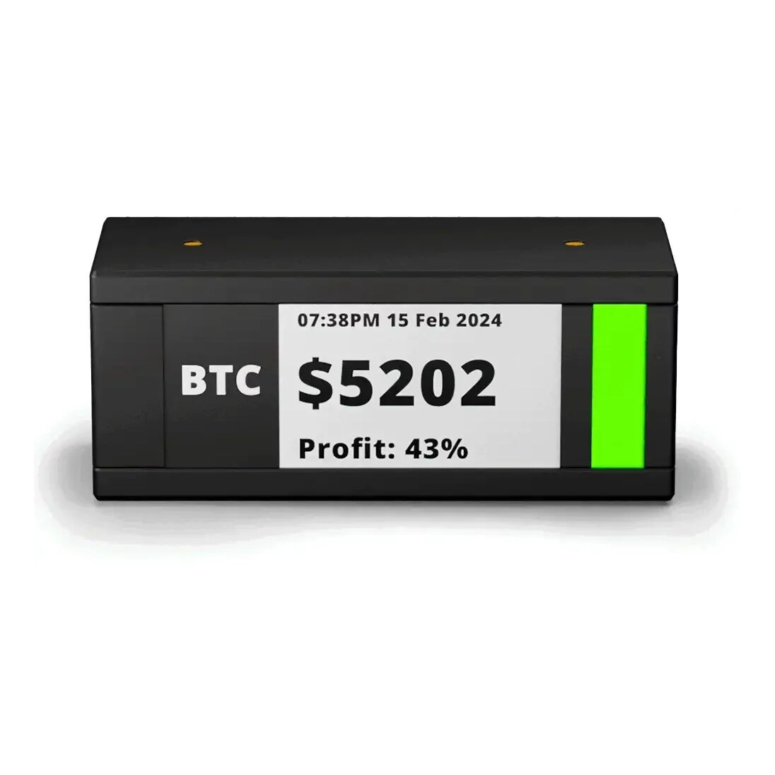 TickrMeter Crypto & Stock Ticker Portable Display Screen with E-Ink Screen and WiFi Connectivity - Black