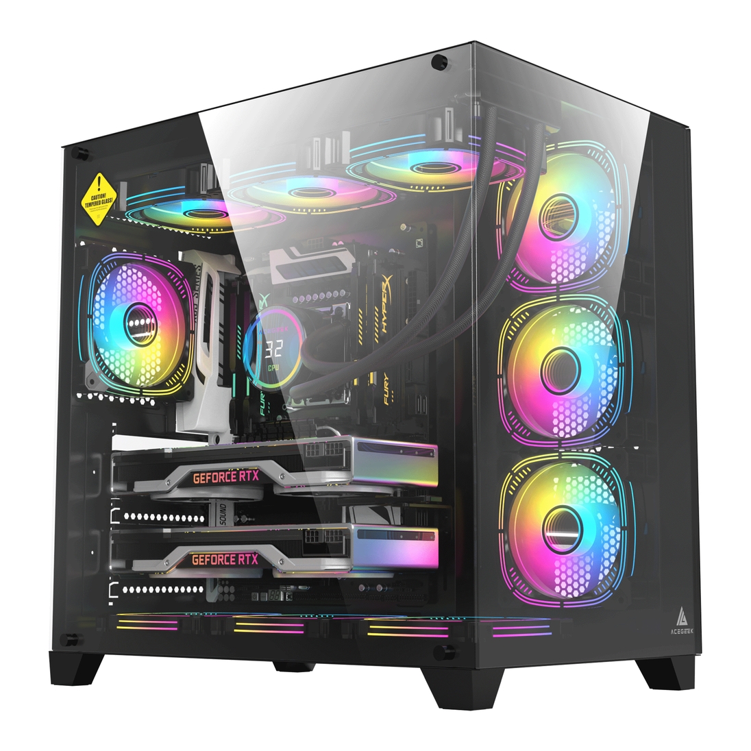 ANIGMA Pre-built Gaming Desktop Ryzen 7 9800X3D/64GB (DDR5) RAM/2TB NVMe M.2 SSD/GeForce RTX 5070 Ti 16GB/ASUS PRIME X870-P WIFI Motherboard/Acegeek MERCURY R425 Pro BLACK CASE/DeepCool LD360 ARGB AIO 360mm Liquid CPU Cooler/Windows 11 Pro