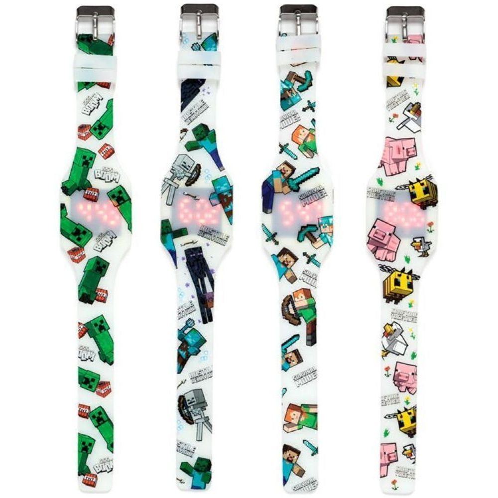 Puckator Minecraft Glow In The Dark Silicone Digital Watch (Assortment - Includes 1)