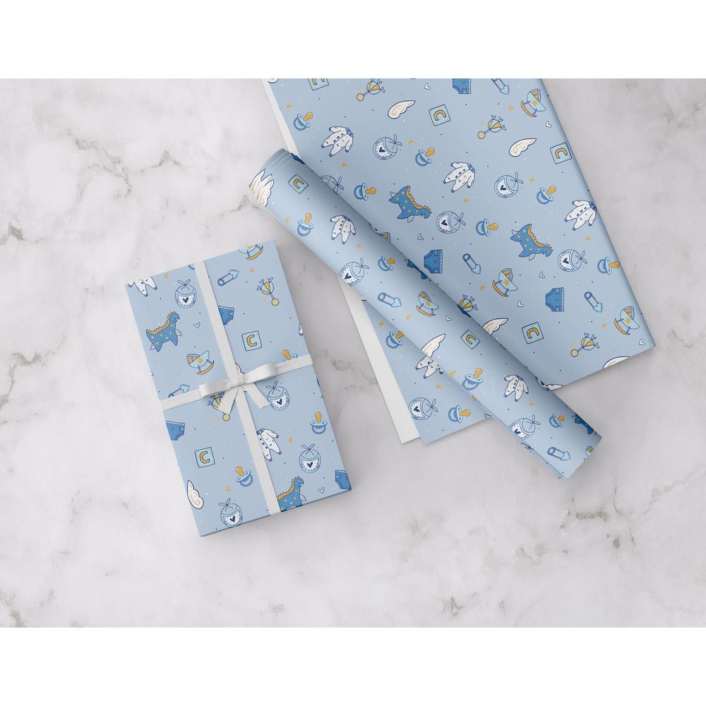 Share The Love New Born Boy Wrapping Paper - Blue - (50 x 70 cm)