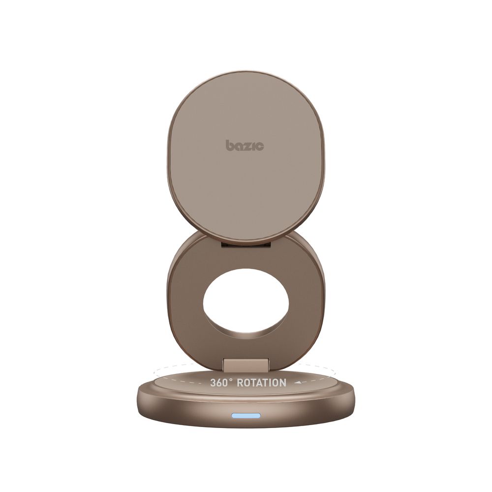 Bazic Gomag Gyre 360 Rotating Base 3 In 1 Wireless Charger With Apple Watch And Airpods Charging - Gold