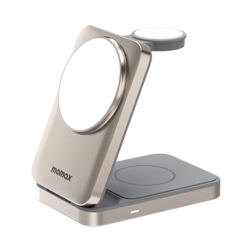 Momax 1-Charge Q.Port Qi 2 15W 3-In-1 Magnetic Wireless Charging Stand - Titanium
