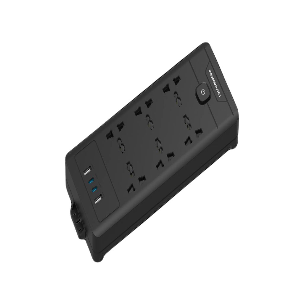 Powerology 6Ac 2500W Power Strip - Black