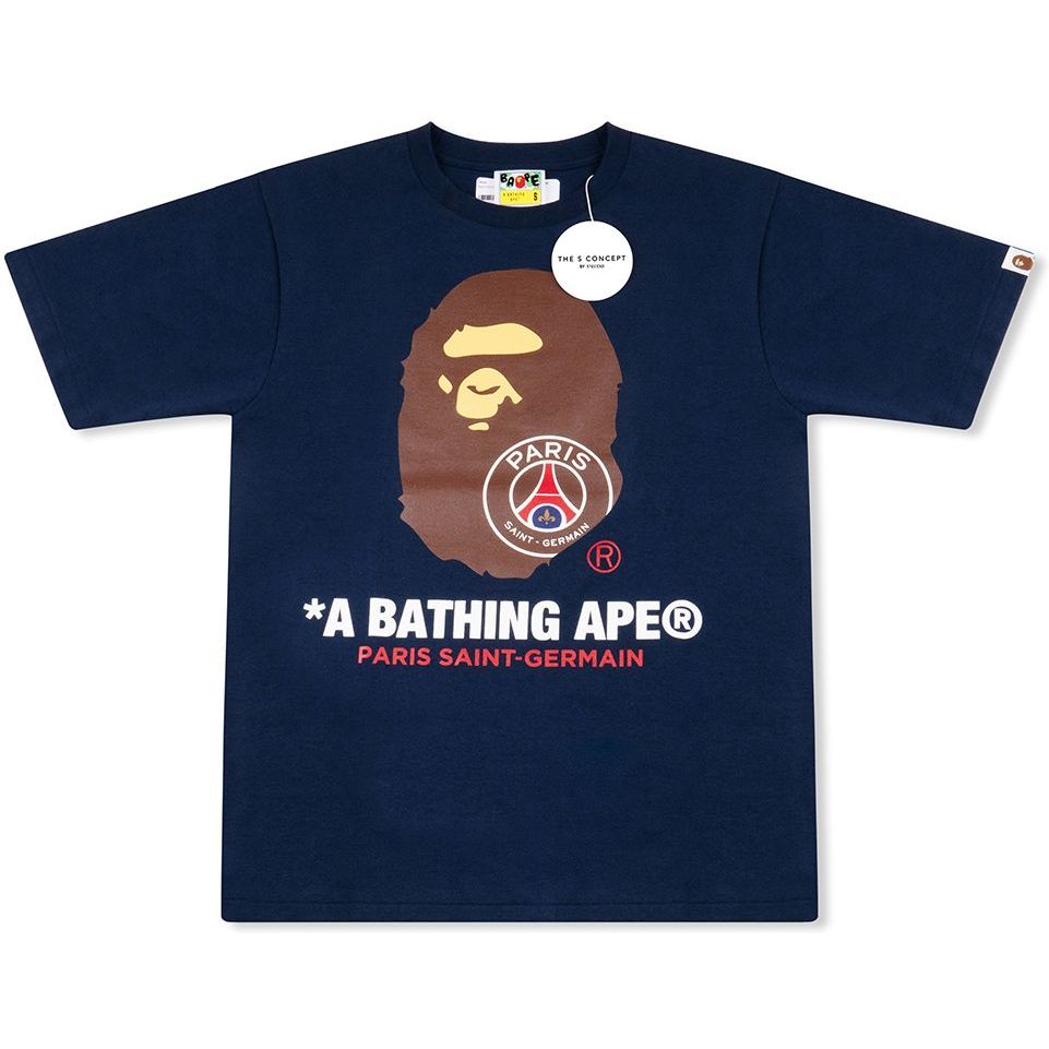 Bape X Psg Ape Head Tee - Navy