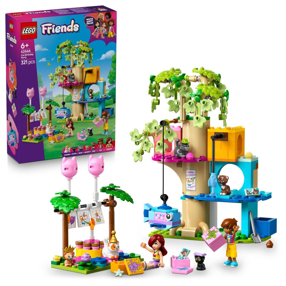 LEGO Friends Cat Birthday Party & Tree House Building Kit Toy - 42666 (1410 Pieces)