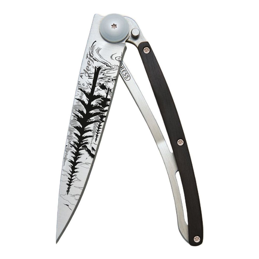 Deejo 37G Ebony Wood Pocket Knife - Forest Brown