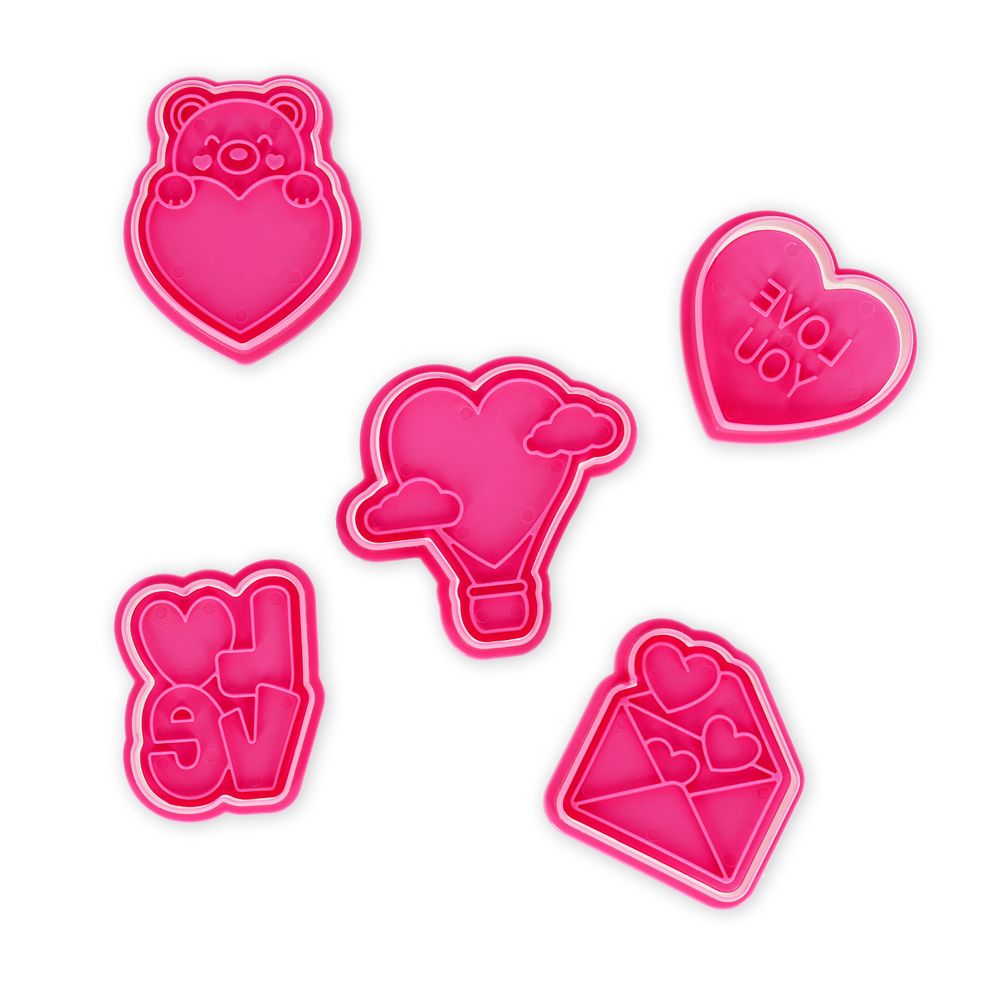 Legami 5 Cookie Cutters With Stamps - Cookie Time! - Love