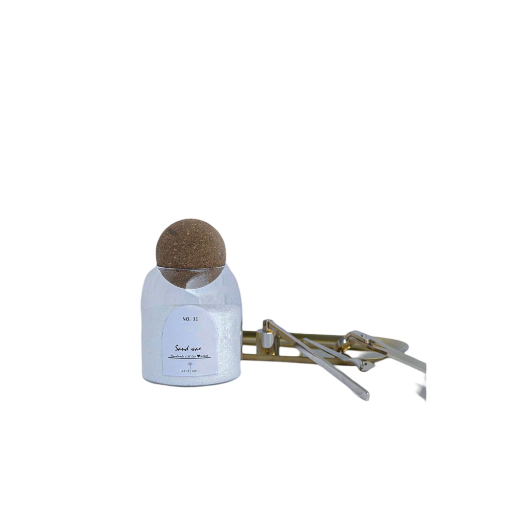 Light Art Gift Box Glass Jar With Wood Ball Sand Wax With Cotton Wick With Wick Trimmer Set White