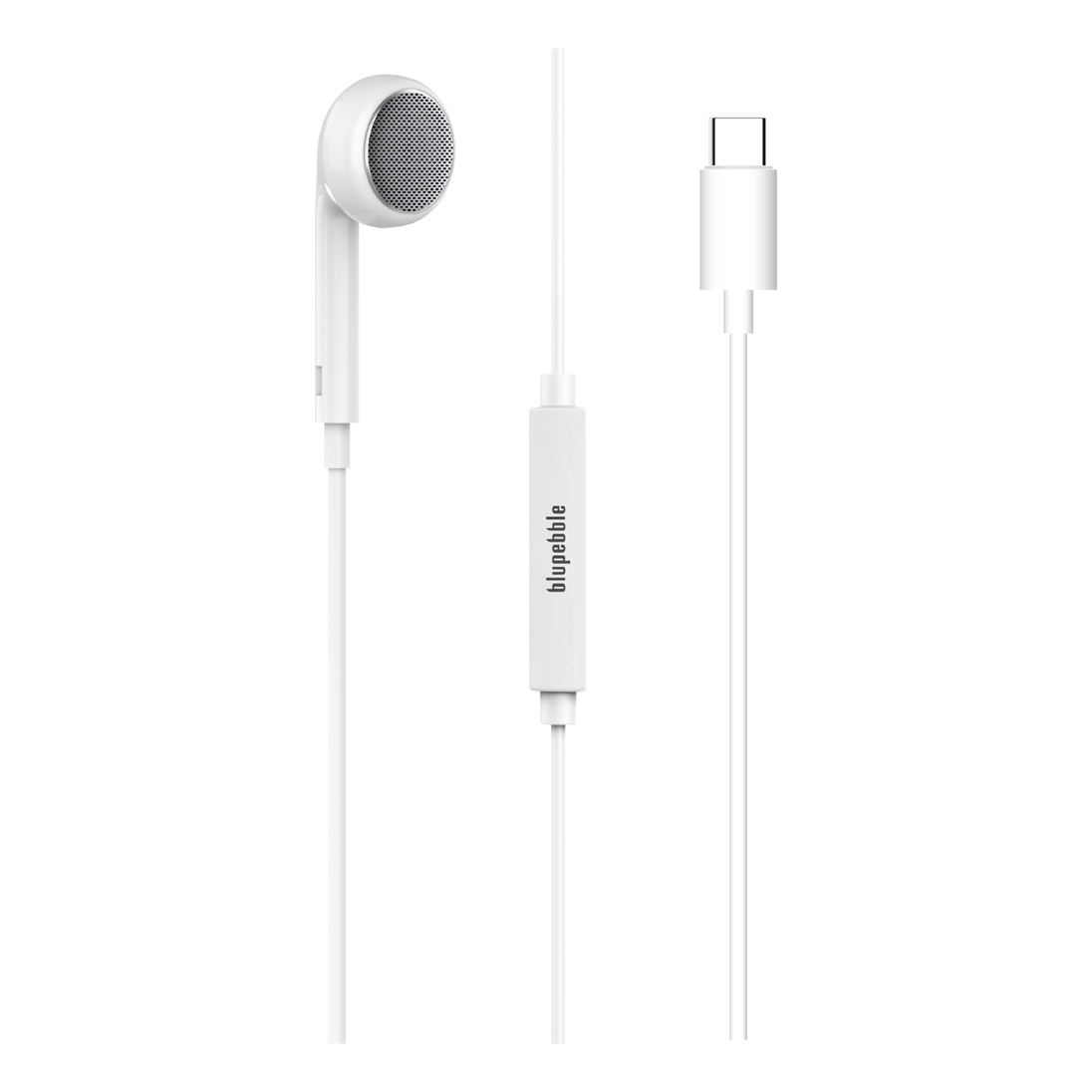 Blupebble Mono Stereo EarPhone With TYPE-C Connector 1.2m - White