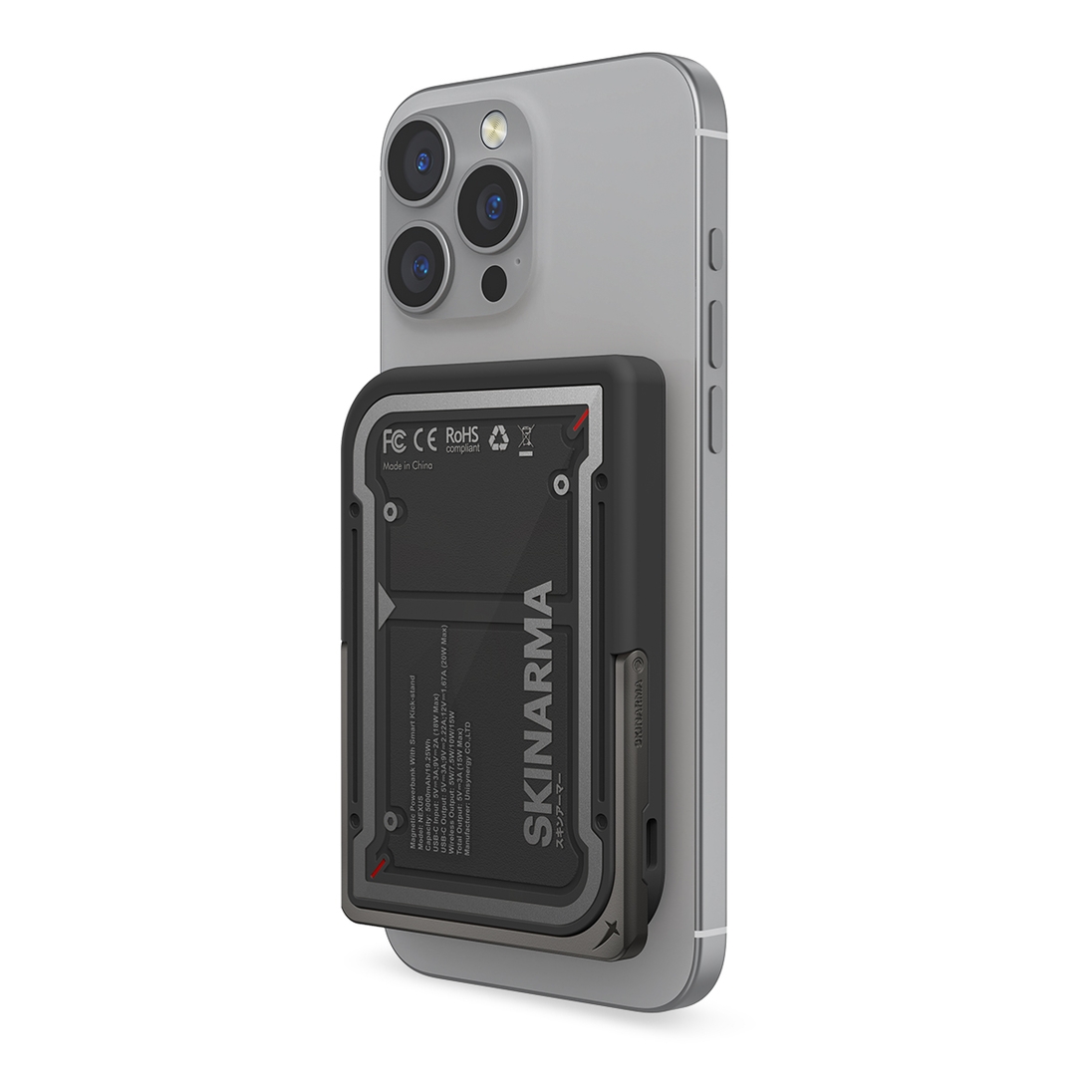 Skinarma Nexus Mecha Magnetic Power Bank With Smart Kick-Stand 5000mAh 20W USB-C Pd - Black