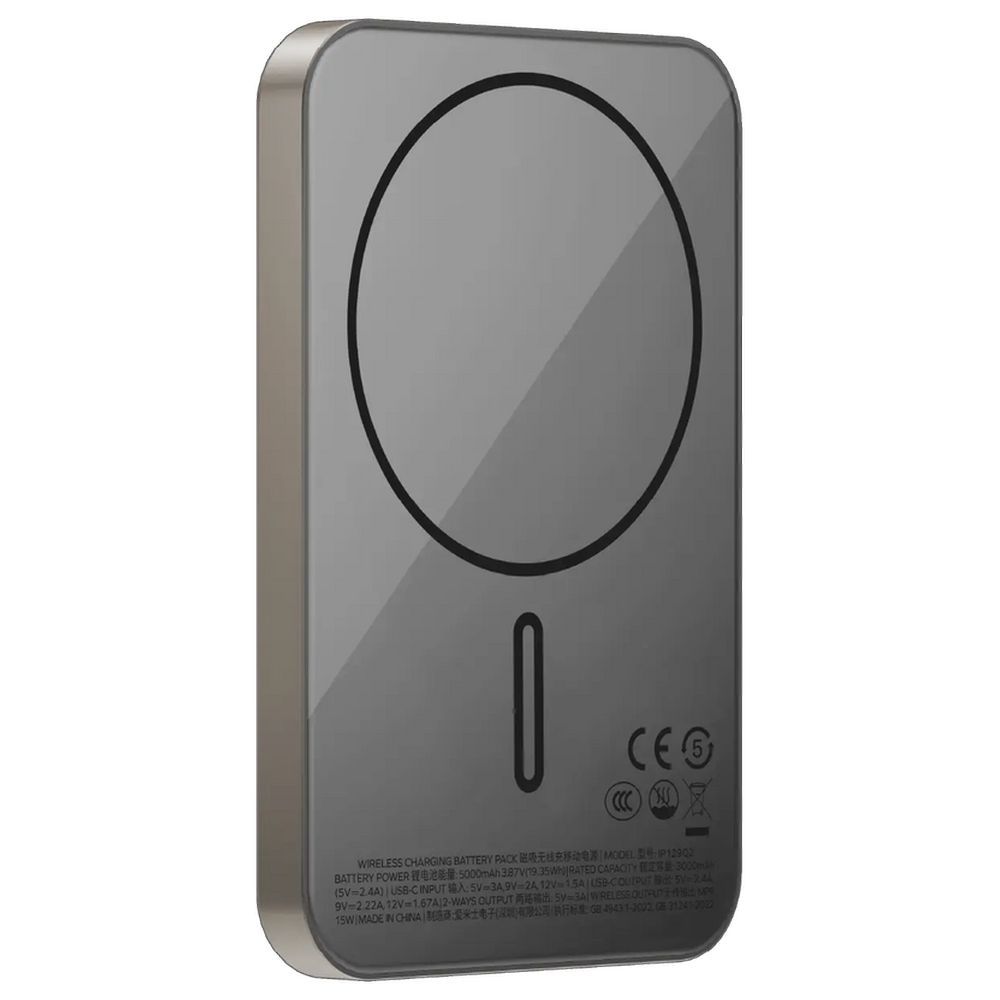 Momax 1-Power Q.Pass 5000mAh Qi2 Magnetic Wireless Power Bank - Titanium
