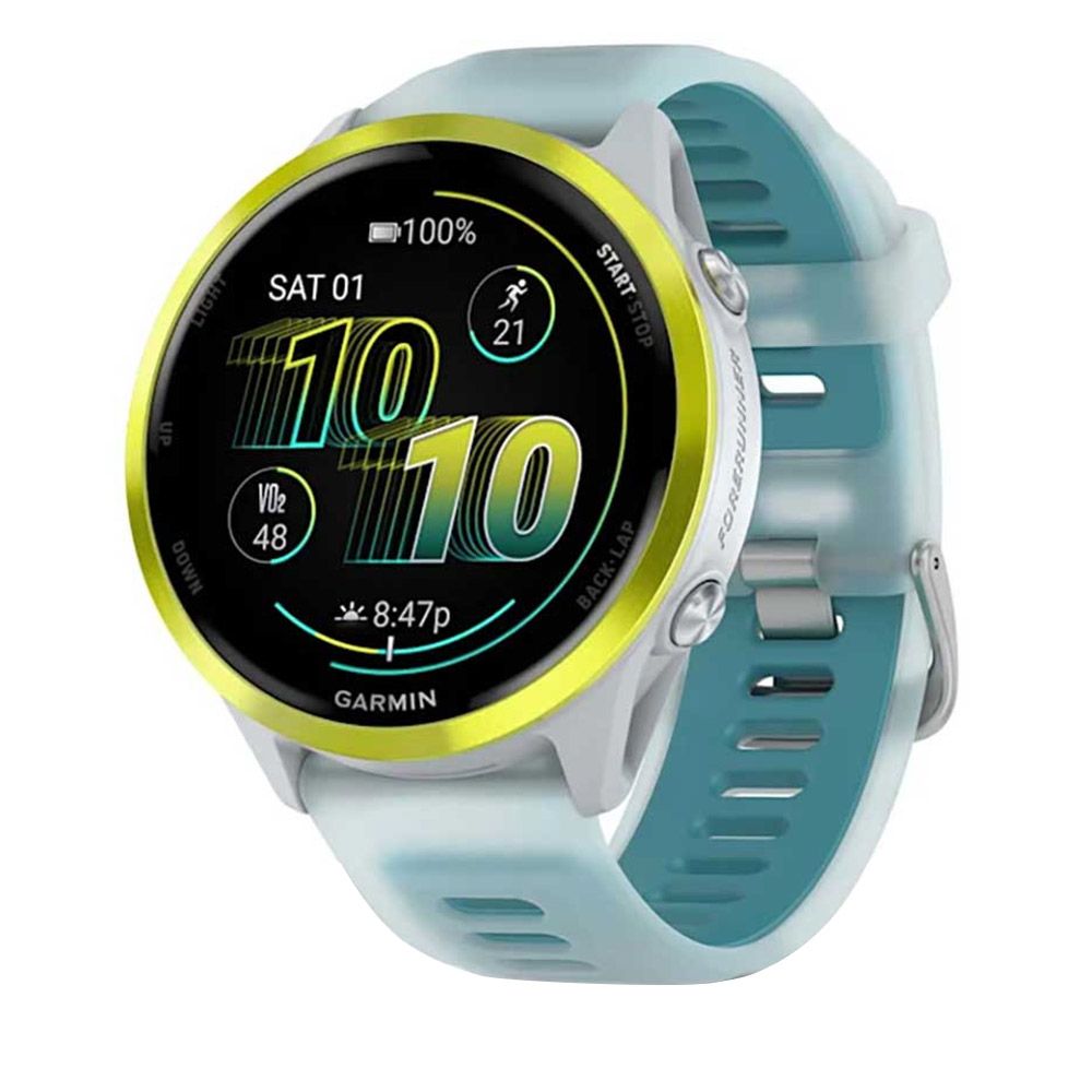Garmin Forerunner 570 47mm Amp Yellow Aluminium Smartwatch with Translucent Whitestone/ Turquoise Band