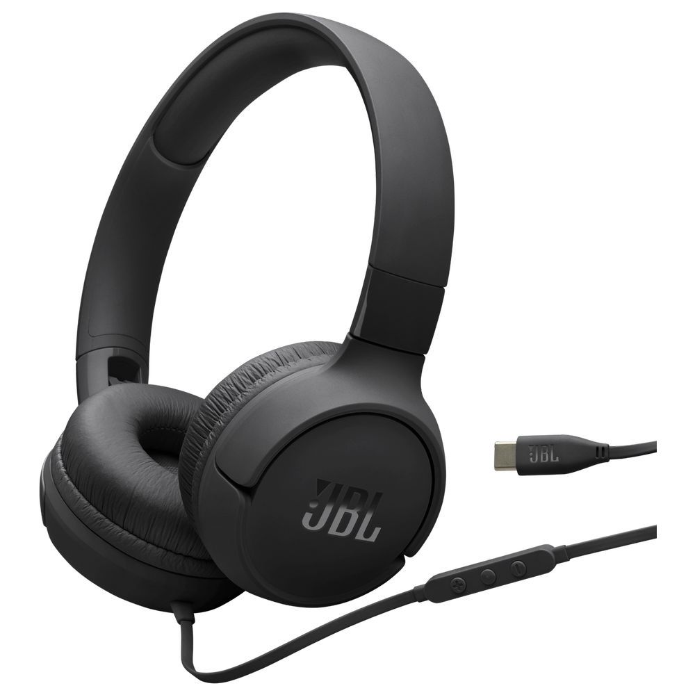 JBL Tune 520C USB-C Wired On-Ear Headphones - Black