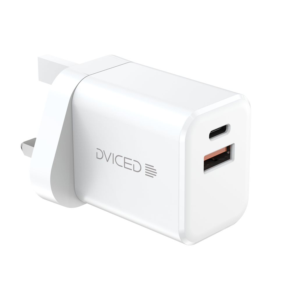 Dviced Wall Charger 35W Gan 1 USB-A 1 USB-C (UK) - White