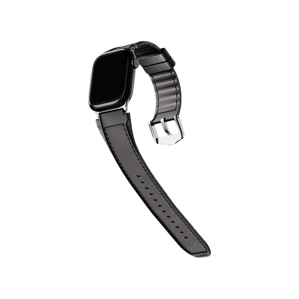 Blupebble Leathrix Faux Leather Watch Band With Soft Silicon - Leathrix Black