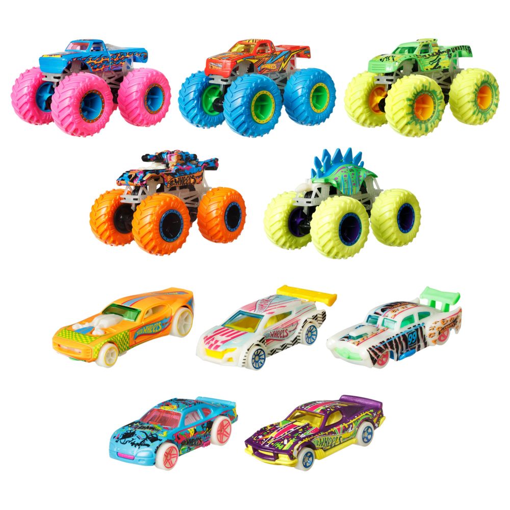 Mattel Hot Wheels Mt 1.64 Glow In The Dark Car & Truck Multipack
