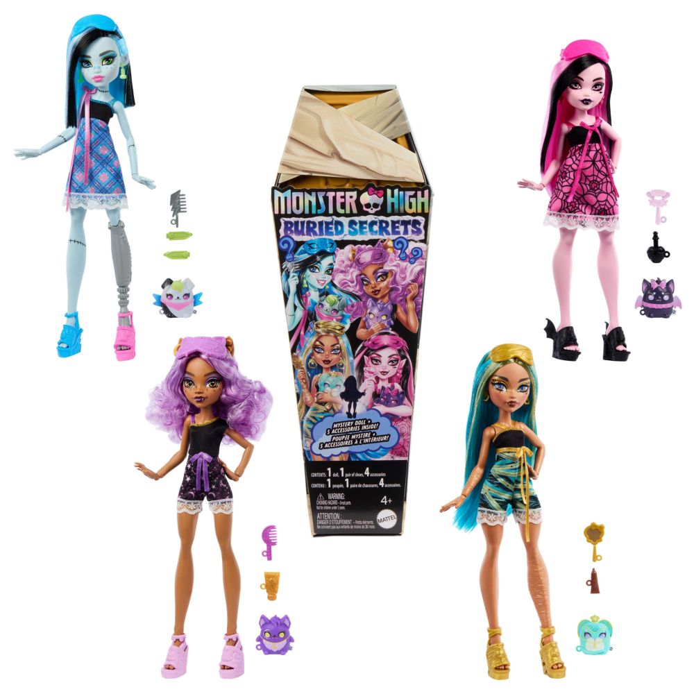Mattel Monster High Buried Secrets Surprise Dolls With Cozy Creepover Theme (Assorted - Includes 1)