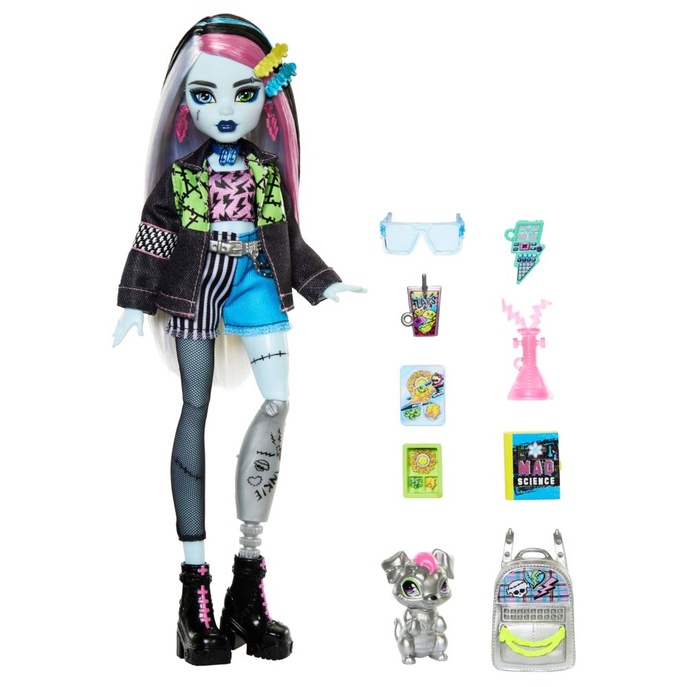 Mattel Monster High Frankie Stein Fashion Doll With Pet Watzie And Accessories