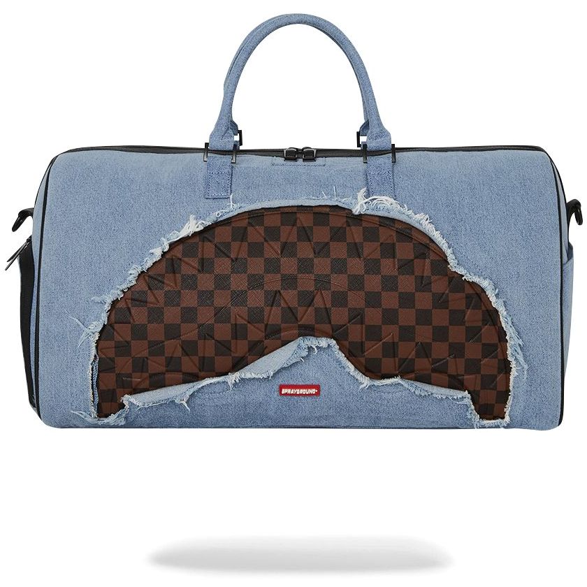Sprayground Denim Shark Bite Duffle Bag