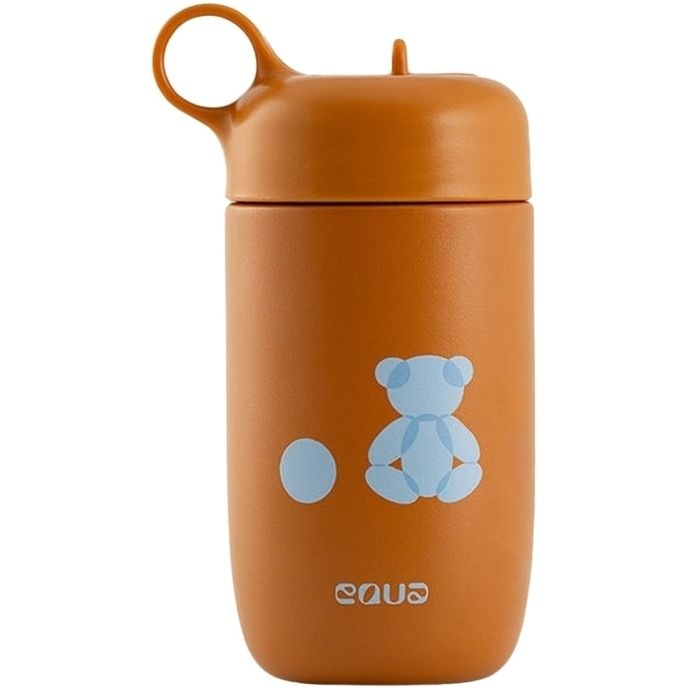 Equa 400ml Leakproof Kids Bottle with Straw Cap - Teddy Bear