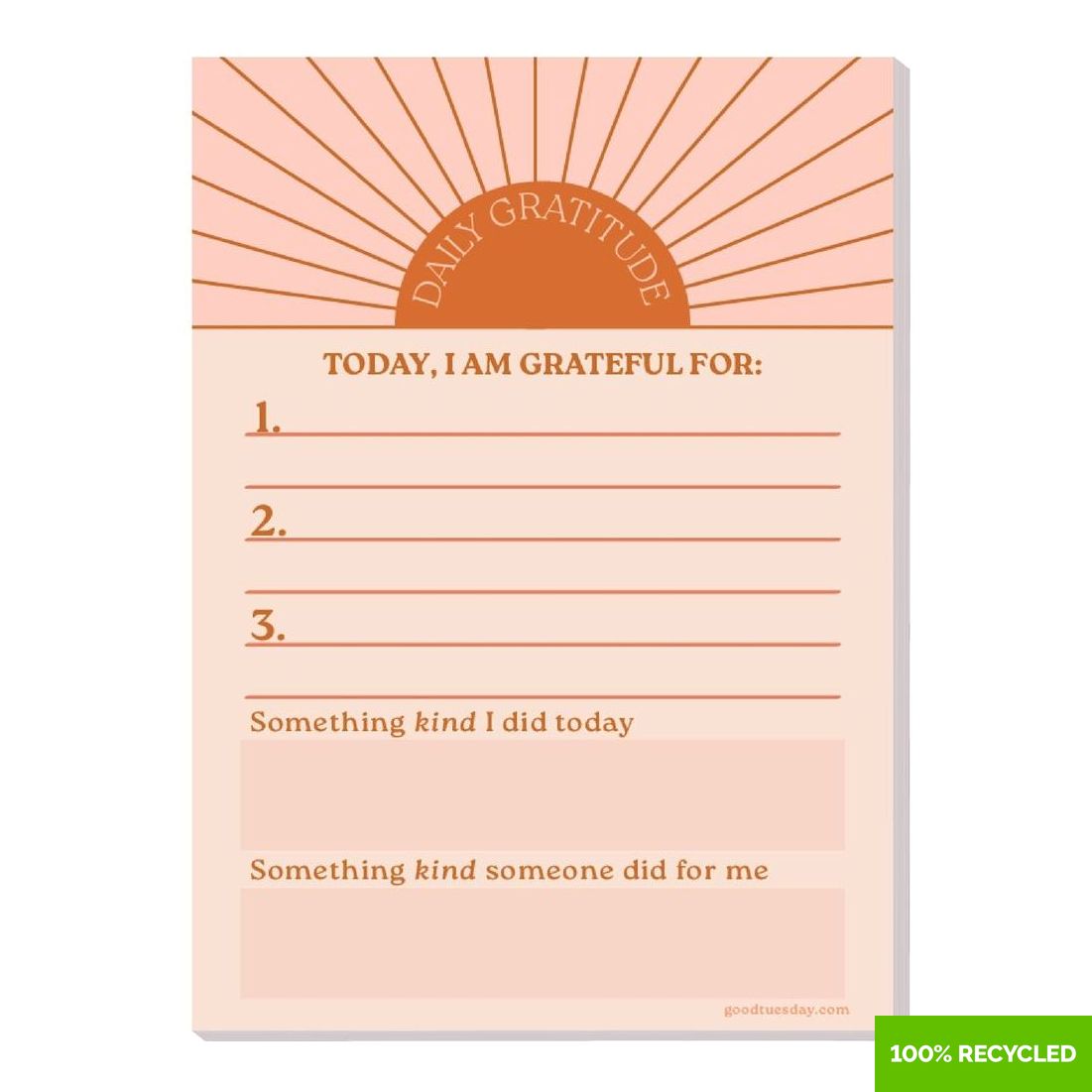 Good Tuesday A6 Sun Ray Daily Gratitude Pad 100% Recycled