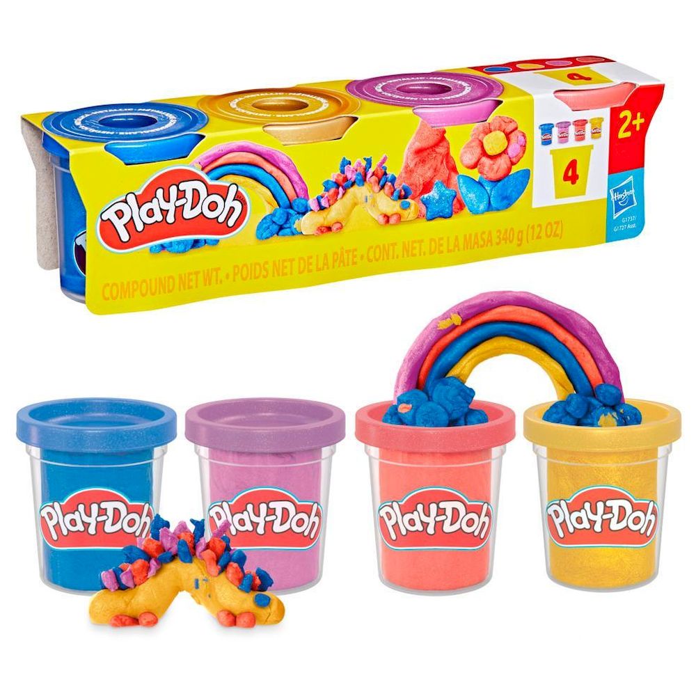 Hasbro Play-Doh Shimmery Metallics 4 Pack Compound