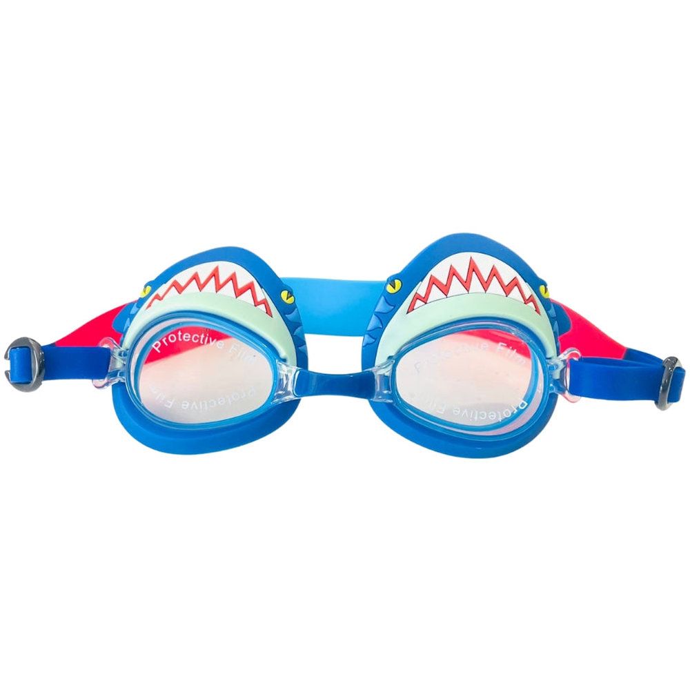 Aqua2Ude Mini Meg Attach Kids Swim Goggles Blue Shark Teeth Design