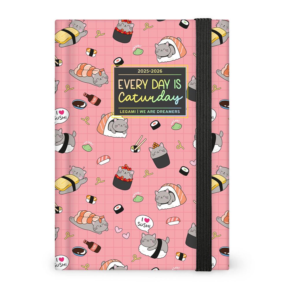 Legami 16 - Month Diary - 2025/2026 - Medium Photo Daily Diary - Sushi Cat