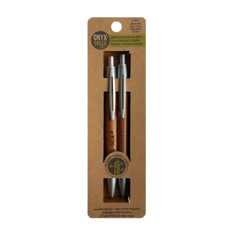 Onyx + Green Pen/Mechanical Pencil Set Bamboo