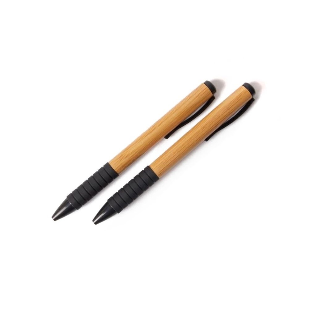 Onyx + Green Ballpoint Pens Bamboo/Corn Plastic (2 Pack)