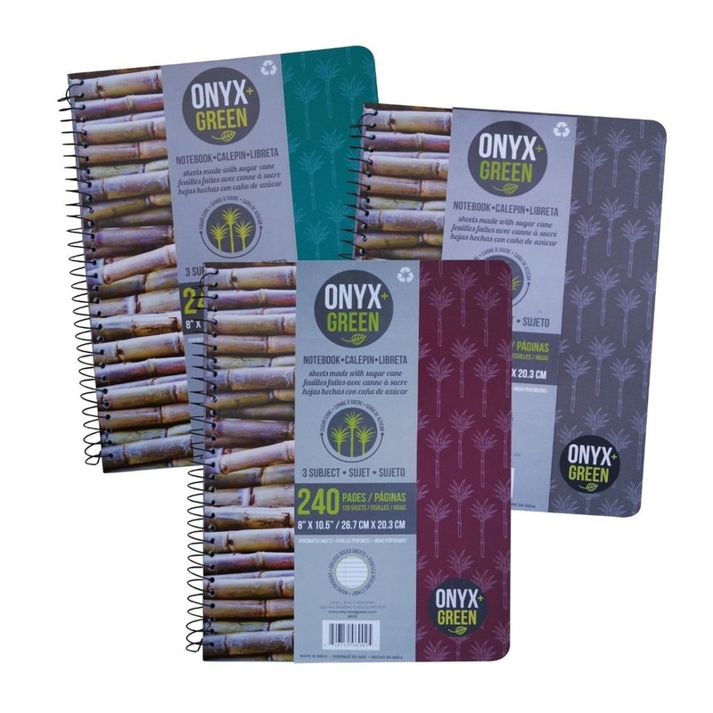 Onyx + Green 3-Subject Notebook Sugar Cane Paper Onyx + Green 3-Subject Notebook Sugar Cane Paper