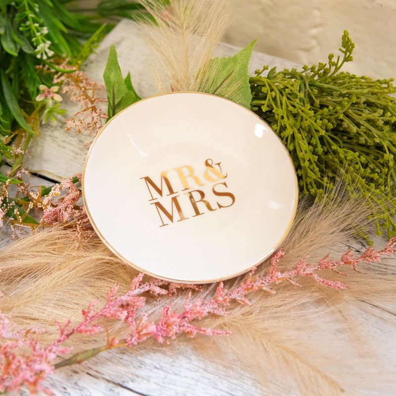 Cristina Re Bridal Mr & Mrs Trinket Dish Ivory & Gold