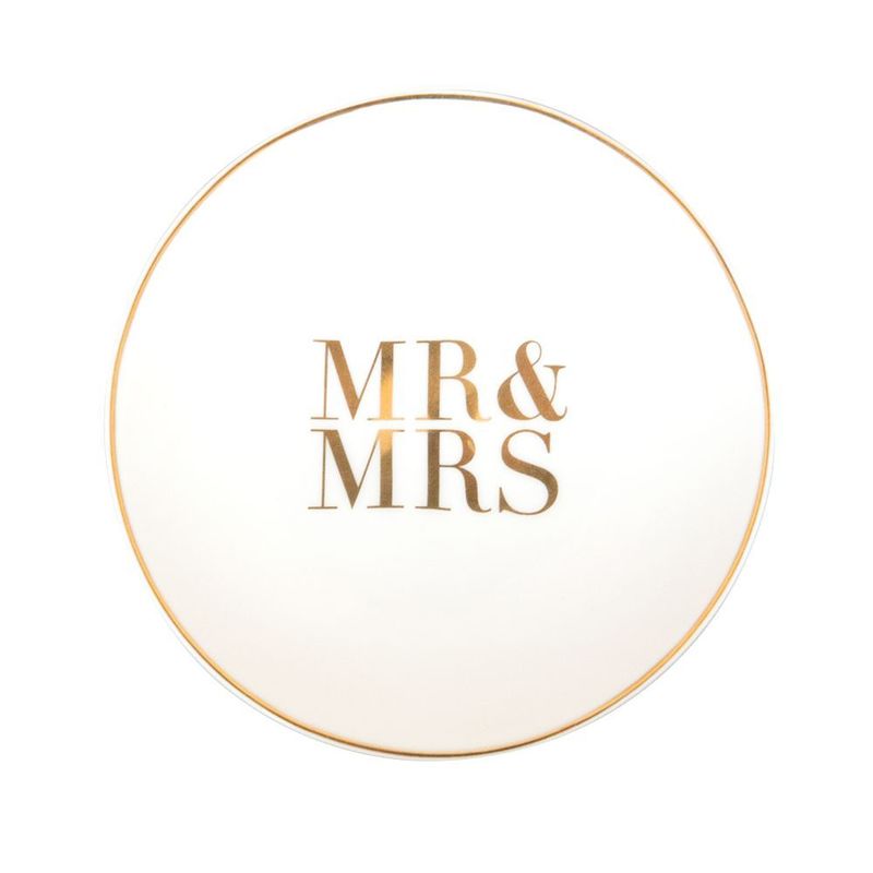 Cristina Re Bridal Mr & Mrs Trinket Dish Ivory & Gold