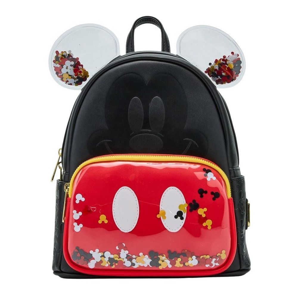 Loungefly Leather Disney Mickey Mouse Deboss Head Confetti Cosplay Mini Backpack