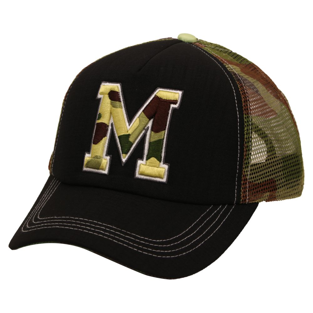 B180 Letter M Unisex Trucker Cap Camoufladge