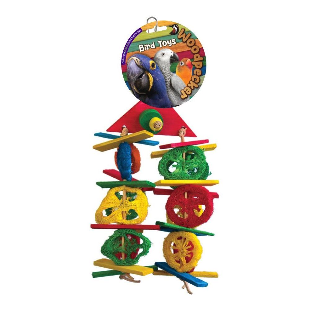 Nutrapet Woodpecker Bird Toy Lemon Den 44 x 20 cm