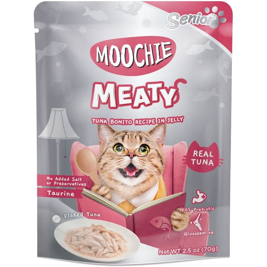 Moochie Cat Food Tuna & Bonito Recipe In Jelly Pouch 12 x 70 g