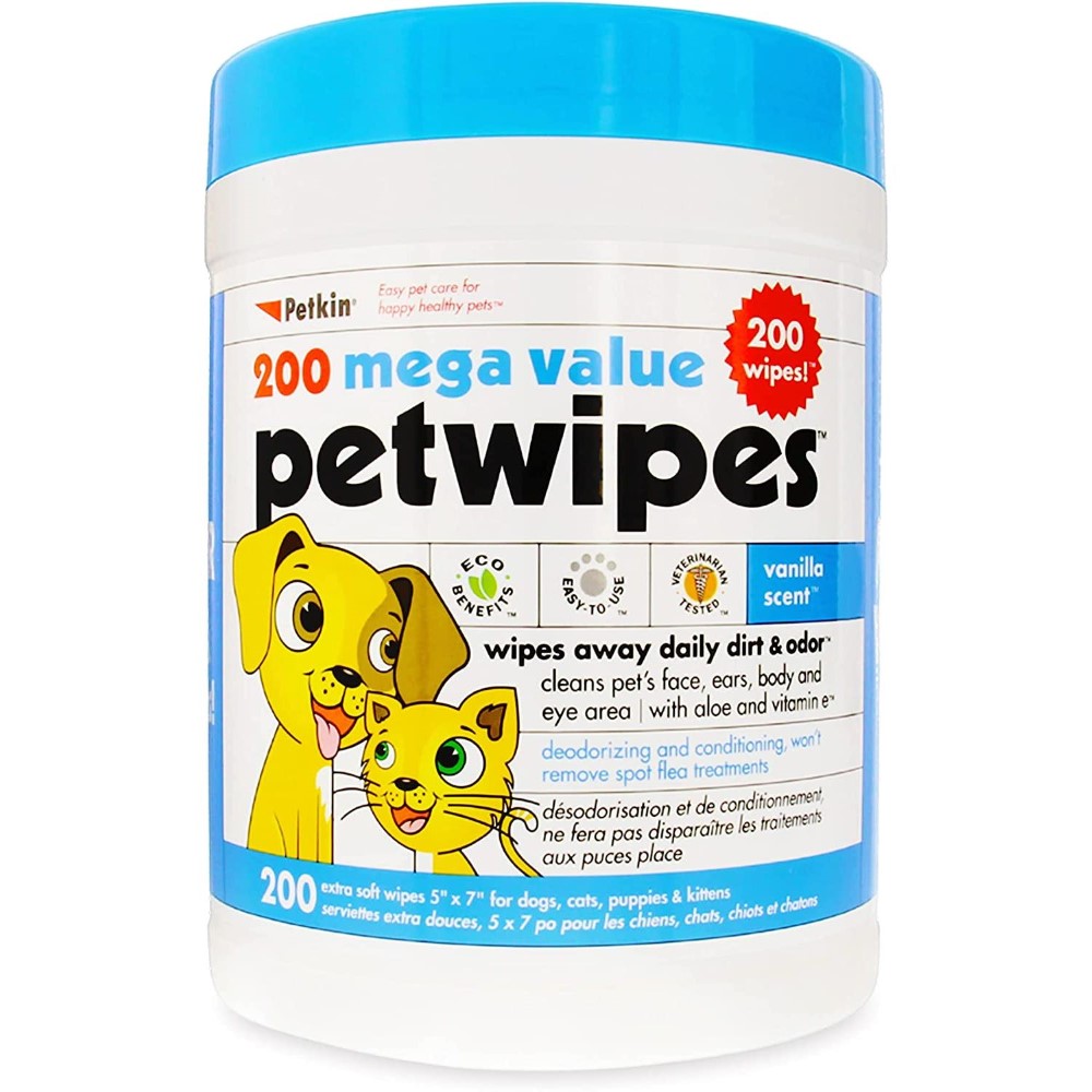 Petkin Extra Mega Valu Petwipes 200Ct