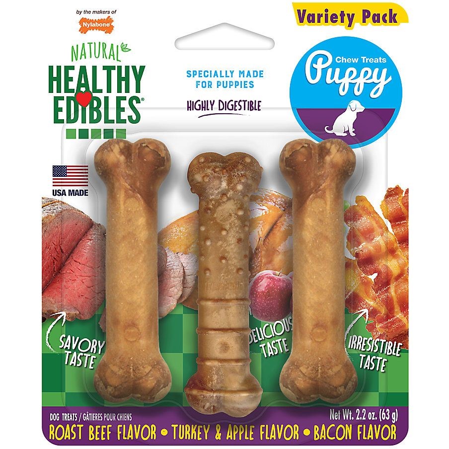 Nylabone Healthy Edibles Puppy Sweet Potato & Turkey 3 Count Blister Card Regular