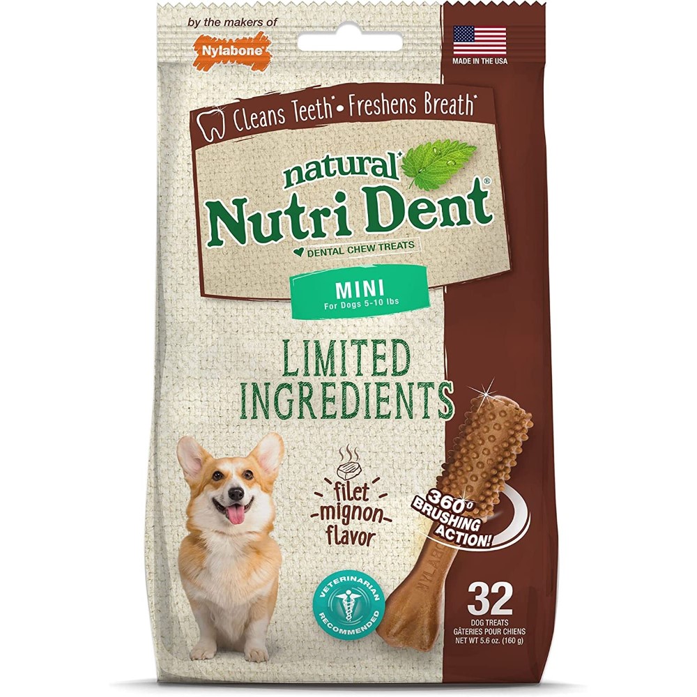 Nylabone Nutri Dent Filet Mignon 32 Count Pouch Mini