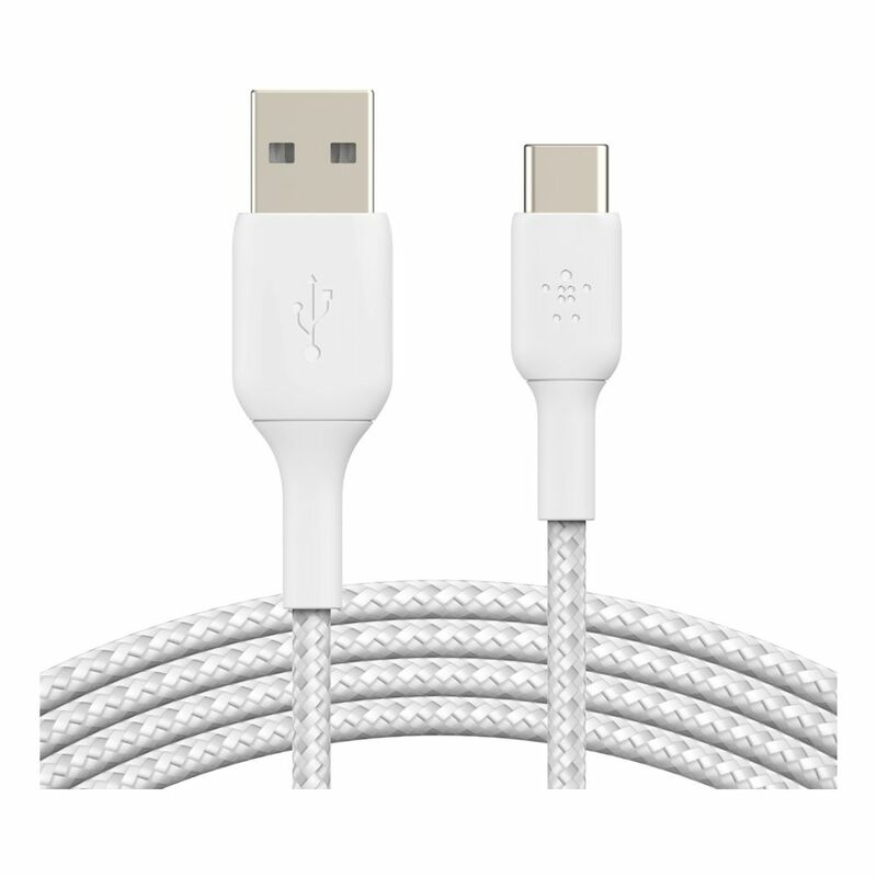 Belkin BoostCharge Braided USB-C to USB-A Cable 1m - White Belkin BoostCharge Braided USB-C to USB-A Cable 1m - White