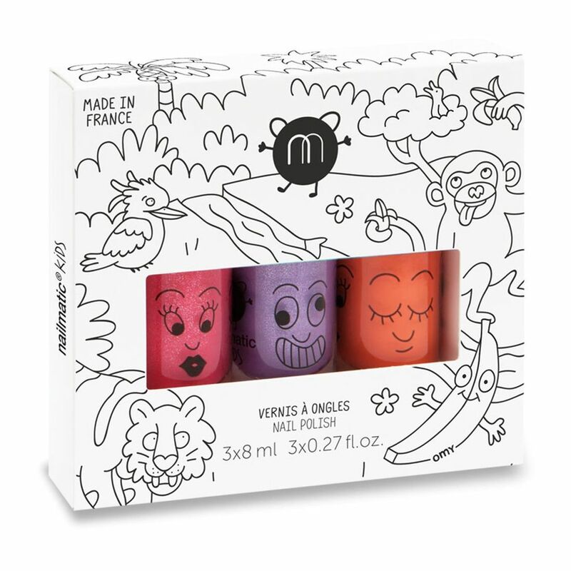 Nailmatic Kids Jungle Set of 3 Water Based Nail Polishes Sissi + Piglou + Dori