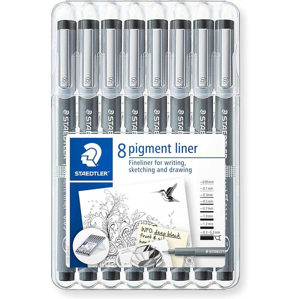 Staedtler Pigment Liner 308 Pens (Set of 8)