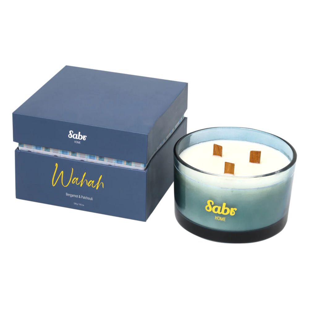 Sabr Wahah Wood Wick Candle Bergamot & Patchouli 520G