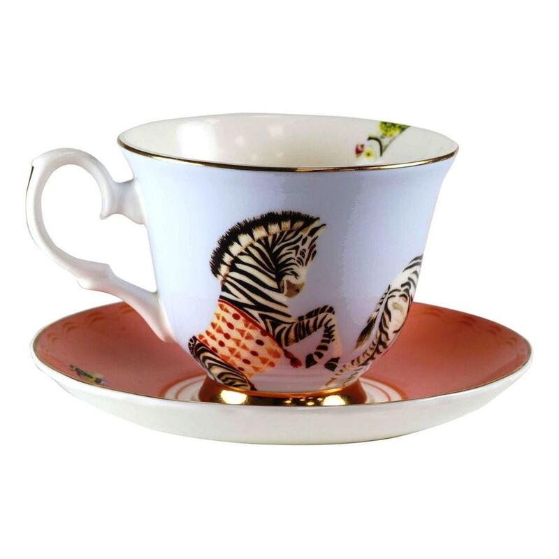 Yvonne Ellen Teacup & Saucer Zebra (Design 011)