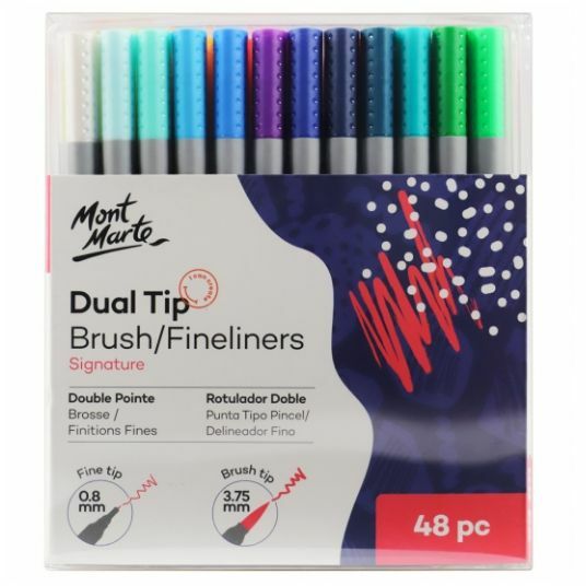 Mont Marte Dual Tip Brush/Fineliners Tri Grip Brush Set (48 Brushes)