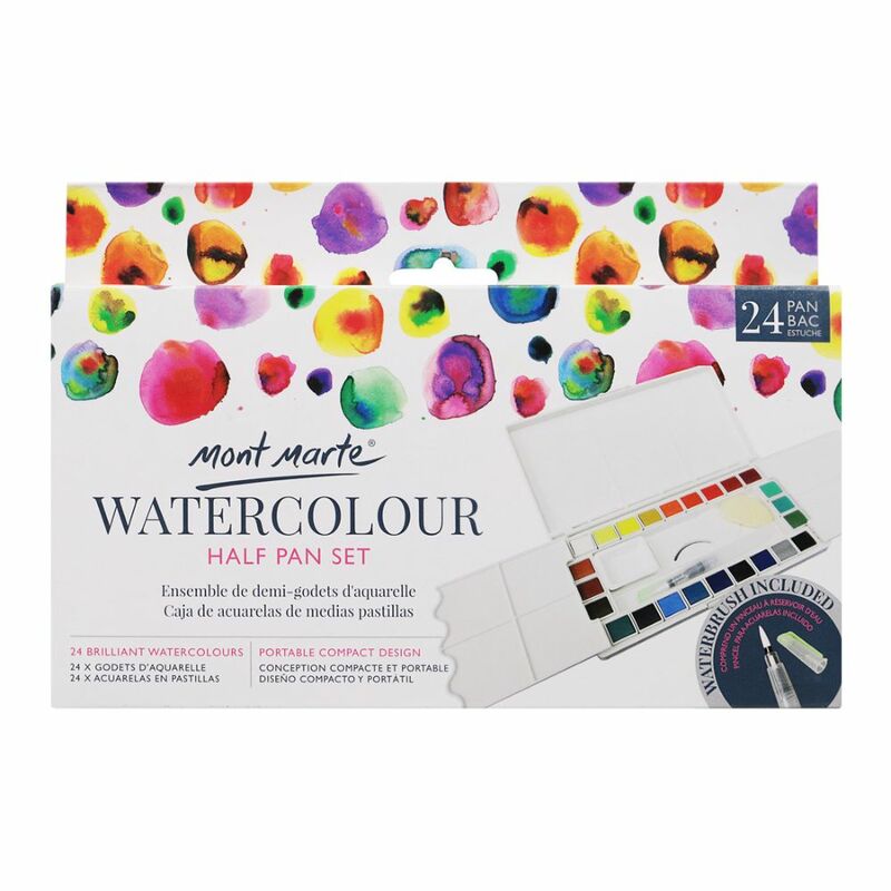 Mont Marte Watercolour Half Pan Set 28Pc Paint Set