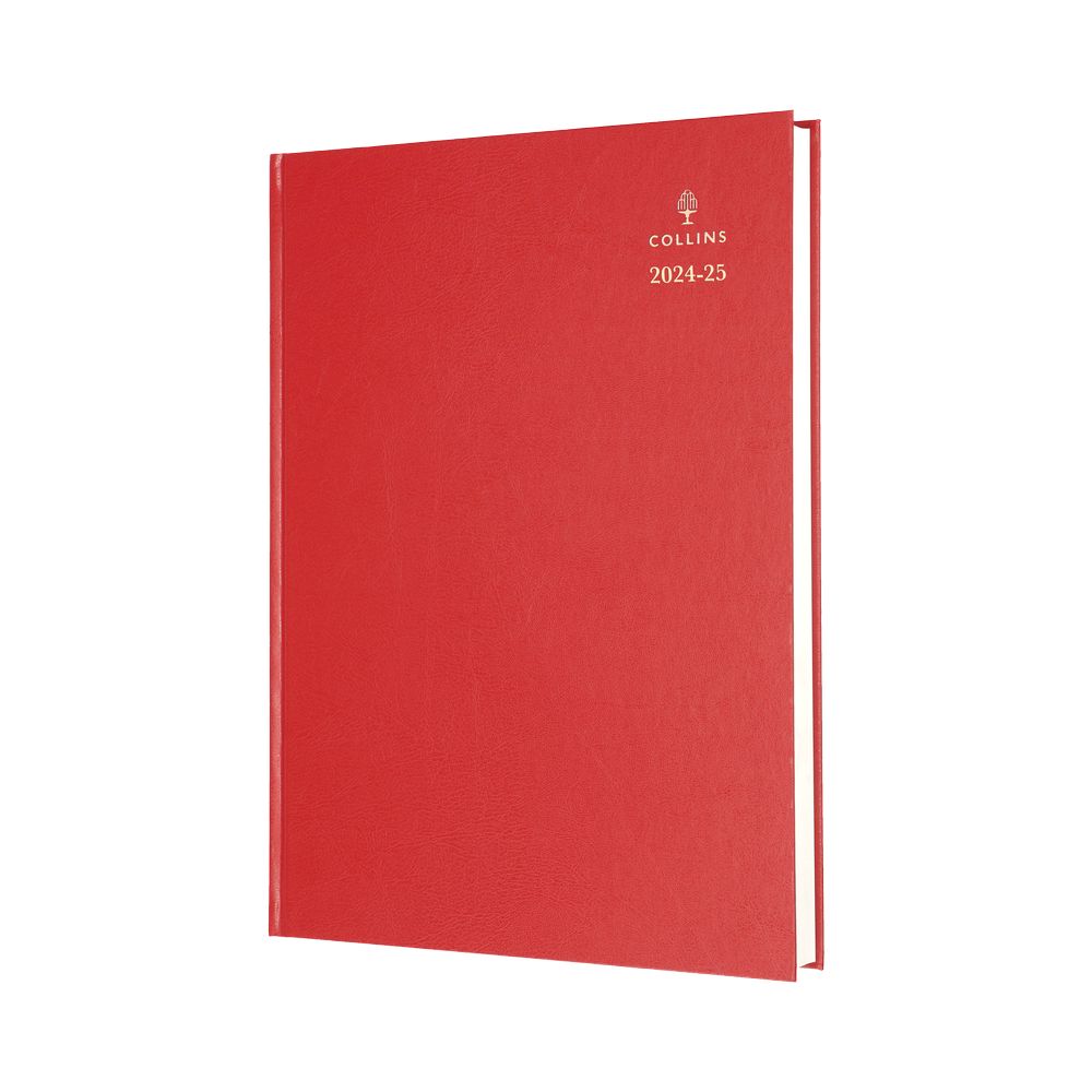 Collins Debden Standard Desk Academic July 2024 - July 25 A4 Week To View Mid Year Diary Planner (Appointments) College/ University Term Journal - Red - 40M.15-2425 (128 Sheets)