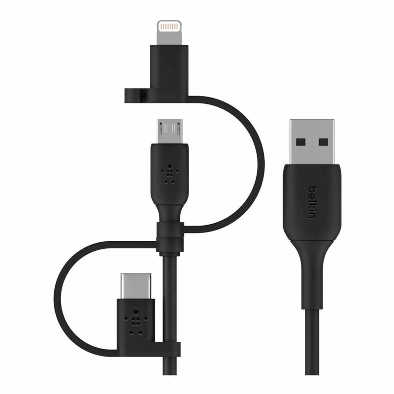 Belkin 3-In-1 Lightning/Micro/Type-C Cable 1.2M Black Belkin 3-In-1 Lightning/Micro/Type-C Cable 1.2M Black
