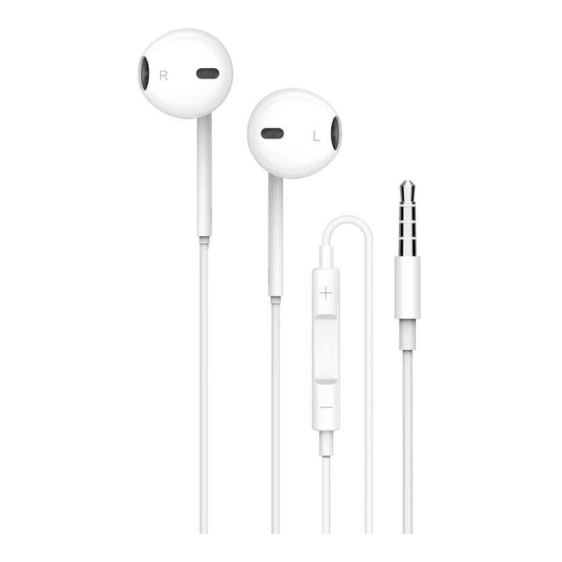 Porodo Soundtec Stereo Earphones 3.5mm with High-Clarify Mic White